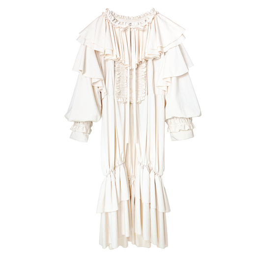 Power shoulder frill coat